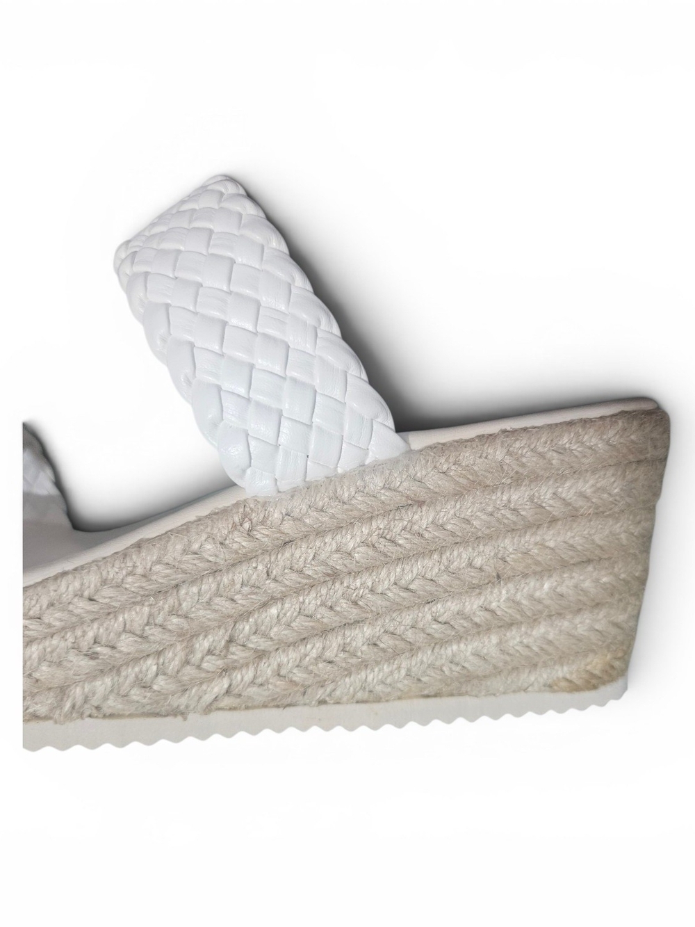 White Woven Braided Strap Espadrille Platform Wedge Sandals - Picture 7 of 8